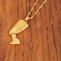 Wholesale Jewelry Vintage Style Portrait Solid Color Alloy Iron Plating Pendant Necklace sku image 1