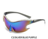 Original Design Solid Color Pc Special-shaped Mirror Diamond Frameless Men's Sunglasses sku image 5