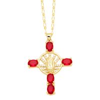 Retro Novelty Cross Virgin Mary Copper Plating Inlay Zircon 18k Gold Plated Pendant Necklace main image 6