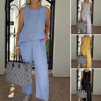 Women's Casual Solid Color Cotton And Linen Pocket Pants Sets main image 6