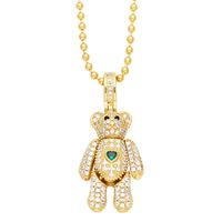 Ig Style Cute Little Bear Heart Shape Stainless Steel Copper Plating Inlay Zircon 18k Gold Plated Pendant Necklace main image 2