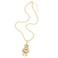 Ig Style Cute Little Bear Heart Shape Stainless Steel Copper Plating Inlay Zircon 18k Gold Plated Pendant Necklace main image 6
