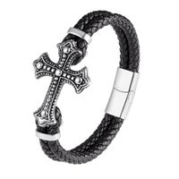 Casual Cool Style Cross Pu Leather Alloy Plating Gold Plated Silver Plated Men's Bracelets sku image 2