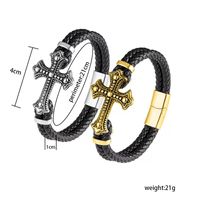 Lässig Toller Stil Kreuzen Pu-leder Legierung Überzug Vergoldet Versilbert Männer Armbänder main image 5