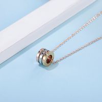 Classic Style Commute Round Stainless Steel Plating Inlay Diamond Rose Gold Plated Necklace Pendant main image 5