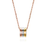 Classic Style Commute Round Stainless Steel Plating Inlay Diamond Rose Gold Plated Necklace Pendant main image 2