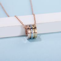 Classic Style Commute Round Stainless Steel Plating Inlay Diamond Rose Gold Plated Necklace Pendant main image 4