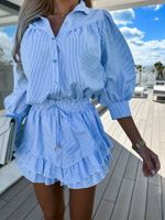 Women's Casual Stripe Polyester Pocket Skirt Sets main image 2