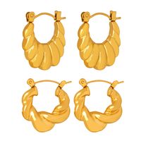 Simple Style Solid Color Twist Plating Titanium Steel 18k Gold Plated Earrings main image 9