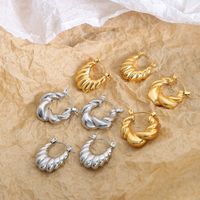 Simple Style Solid Color Twist Plating Titanium Steel 18k Gold Plated Earrings main image 1