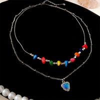 Casual Heart Shape Alloy Beaded Plating Inlay Resin Women's Layered Necklaces sku image 17