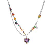Casual Heart Shape Alloy Beaded Plating Inlay Resin Women's Layered Necklaces main image 4
