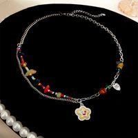 Casual Heart Shape Alloy Beaded Plating Inlay Resin Women's Layered Necklaces main image 5