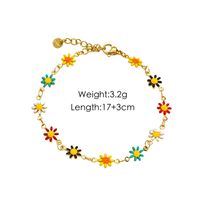 304 Stainless Steel 14K Gold Plated Sweet Enamel Flower Bracelets Anklet Necklace sku image 1