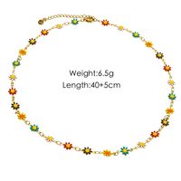 304 Stainless Steel 14K Gold Plated Sweet Enamel Flower Bracelets Anklet Necklace sku image 3