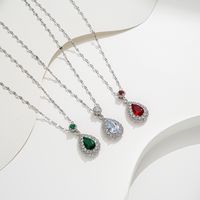 Simple Style Shiny Water Droplets Stainless Steel Plating Inlay Zircon Pendant Necklace main image 1