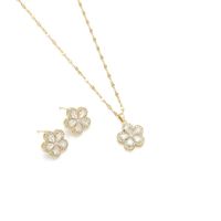 Sweet Simple Style Flower Titanium Steel Copper Plating Inlay Zircon 18k Gold Plated Pendant Necklace main image 2