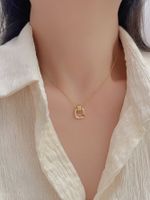 Simple Style Heart Shape Fish Tail Titanium Steel Plating Inlay Zircon Gold Plated Necklace sku image 3