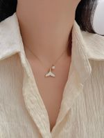 Simple Style Heart Shape Fish Tail Titanium Steel Plating Inlay Zircon Gold Plated Necklace sku image 1