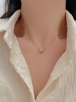 Simple Style Heart Shape Fish Tail Titanium Steel Plating Inlay Zircon Gold Plated Necklace sku image 4