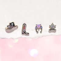 1 Pair Hip-Hop Punk Hat Star Boots Plating Inlay 304 Stainless Steel Zircon Ear Studs main image 3