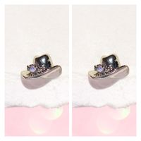 1 Pair Hip-Hop Punk Hat Star Boots Plating Inlay 304 Stainless Steel Zircon Ear Studs sku image 1