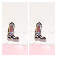 1 Pair Hip-Hop Punk Hat Star Boots Plating Inlay 304 Stainless Steel Zircon Ear Studs sku image 8