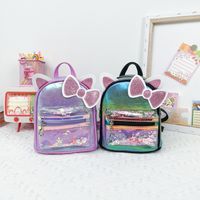 Women's Small Pu Leather Bow Knot Cute Square Zipper Fashion Backpack main image 3