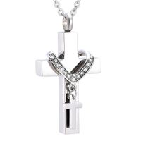 Punk Cross Stainless Steel Plating Inlay Artificial Diamond Pendant Necklace main image 2