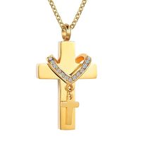 Punk Cross Stainless Steel Plating Inlay Artificial Diamond Pendant Necklace main image 1