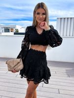 Women's Sexy Solid Color Polyester Lace Hollow Out Skirt Sets main image 4
