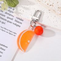 Cute Lemon Orange Fruit Alloy Resin Silica Gel Bag Pendant Keychain main image 3