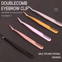 Casual Solid Color Stainless Steel Eyelash Tweezers 1 Piece main image 2