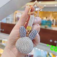 Lindo Conejo Metal Embutido Diamantes De Imitación Mujeres Colgante De Bolsa Llaveros sku image 6