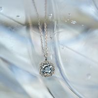 Elegant Round Sterling Silver Inlay Zircon Pendant Necklace sku image 1