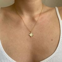 304 Stainless Steel 18K Gold Plated Simple Style Classic Style Plating Hexagram Geometric Shell Pendant Necklace main image 5