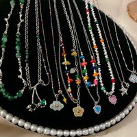 Casual Heart Shape Alloy Beaded Plating Inlay Resin Women's Layered Necklaces main image 1