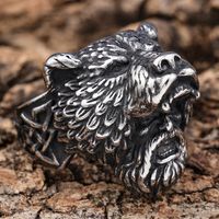 Retro Punk Bear 304 Stainless Steel Polishing Men'S Rings main image 3