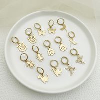 1 Pair Simple Style Animal Cross Airplane Plating 304 Stainless Steel 14K Gold Plated Earrings main image 3