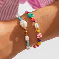 Wholesale Jewelry Vacation Beach Simple Style Flower Ccb Imitation Pearl Beaded Bracelets main image 2