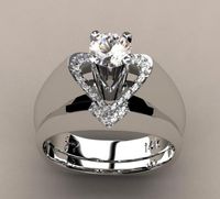 Wholesale Jewelry Elegant Lady Heart Shape Alloy Zircon Inlay Rings sku image 1