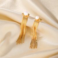 1 Pair Elegant Romantic Artistic Tassel Plating Imitation Pearl Copper 18k Gold Plated Drop Earrings main image 2