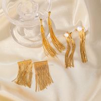 1 Pair Elegant Romantic Artistic Tassel Plating Imitation Pearl Copper 18k Gold Plated Drop Earrings main image 1