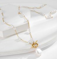 Simple Style Round Pearl Titanium Steel Plating 18k Gold Plated Necklace main image 5