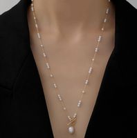 Einfacher Stil Runden Perle Titan Stahl Überzug 18 Karat Vergoldet Halskette main image 3