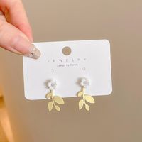1 Pair Simple Style Flower Inlay Imitation Pearl Alloy Rhinestones Drop Earrings main image 5