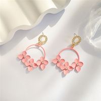 1 Pair Cute Sweet Flower Plating Alloy Drop Earrings sku image 2