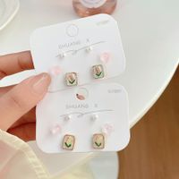 1 Set Sweet Flower Plating Alloy Ear Studs main image 1