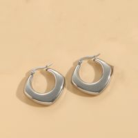 1 Pair Elegant Retro Triangle Square Hollow Out 304 Stainless Steel Earrings sku image 4