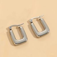 1 Pair Elegant Retro Triangle Square Hollow Out 304 Stainless Steel Earrings sku image 6